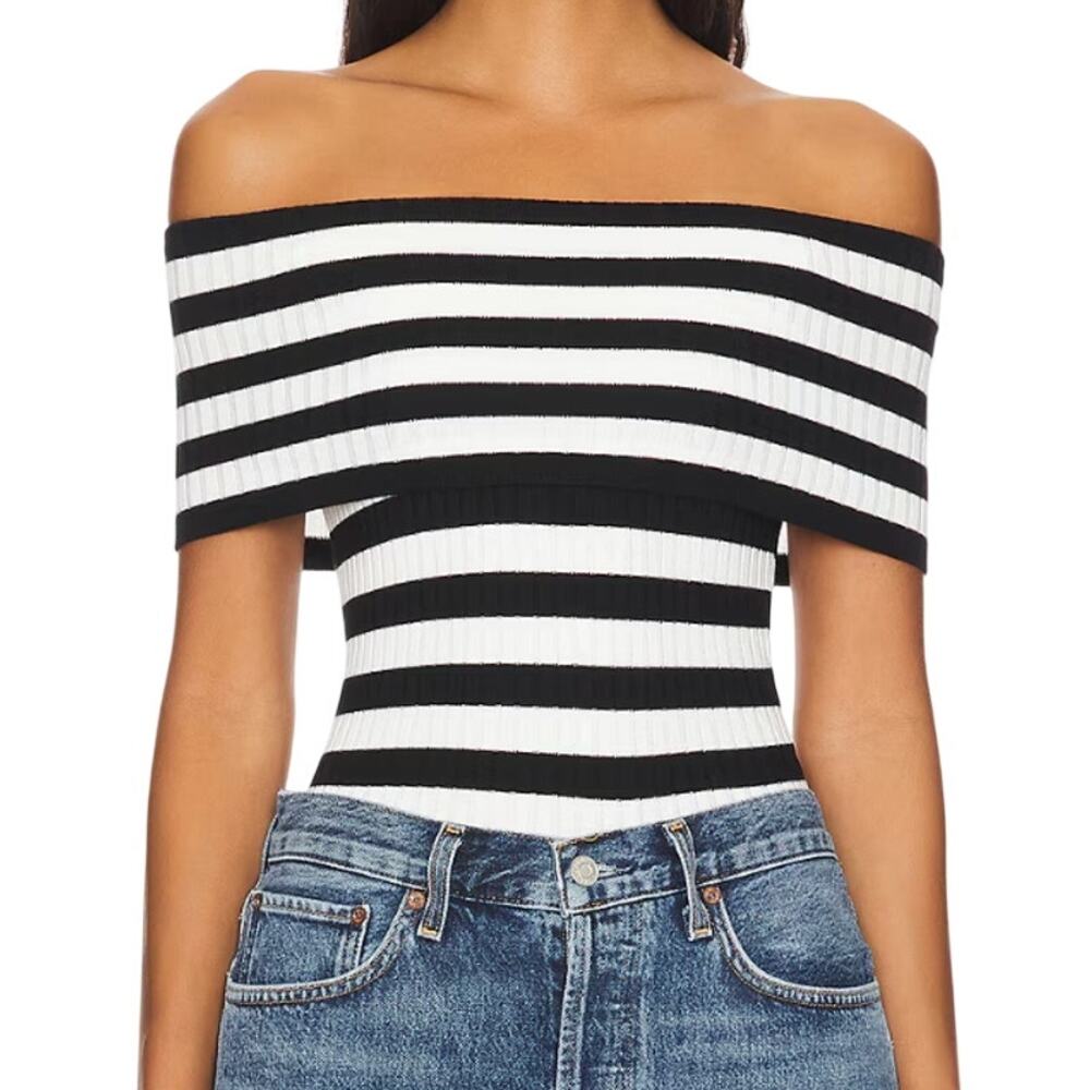 ALL THE WAYS Florence Top in Black & White, Size S